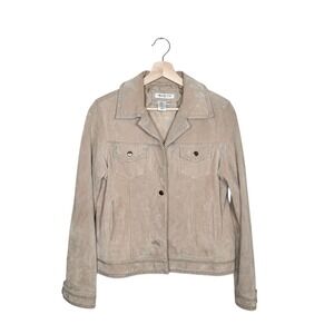 Coldwater Creek Suede Beaded Jacket 100% Leather‎ Size S